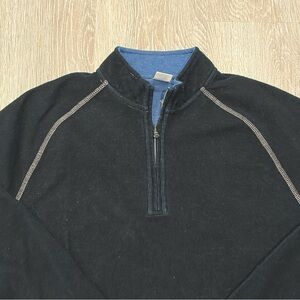 Johnnie-O Turner Quarter Zip Pullover Mens Medium Black Reversible Sweater Golf